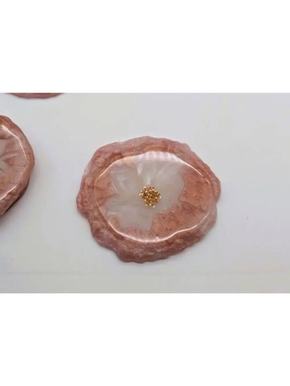 Handmade Pink Floral Epoxy Resin Coaster Set | Set of 4 Drink Coasters